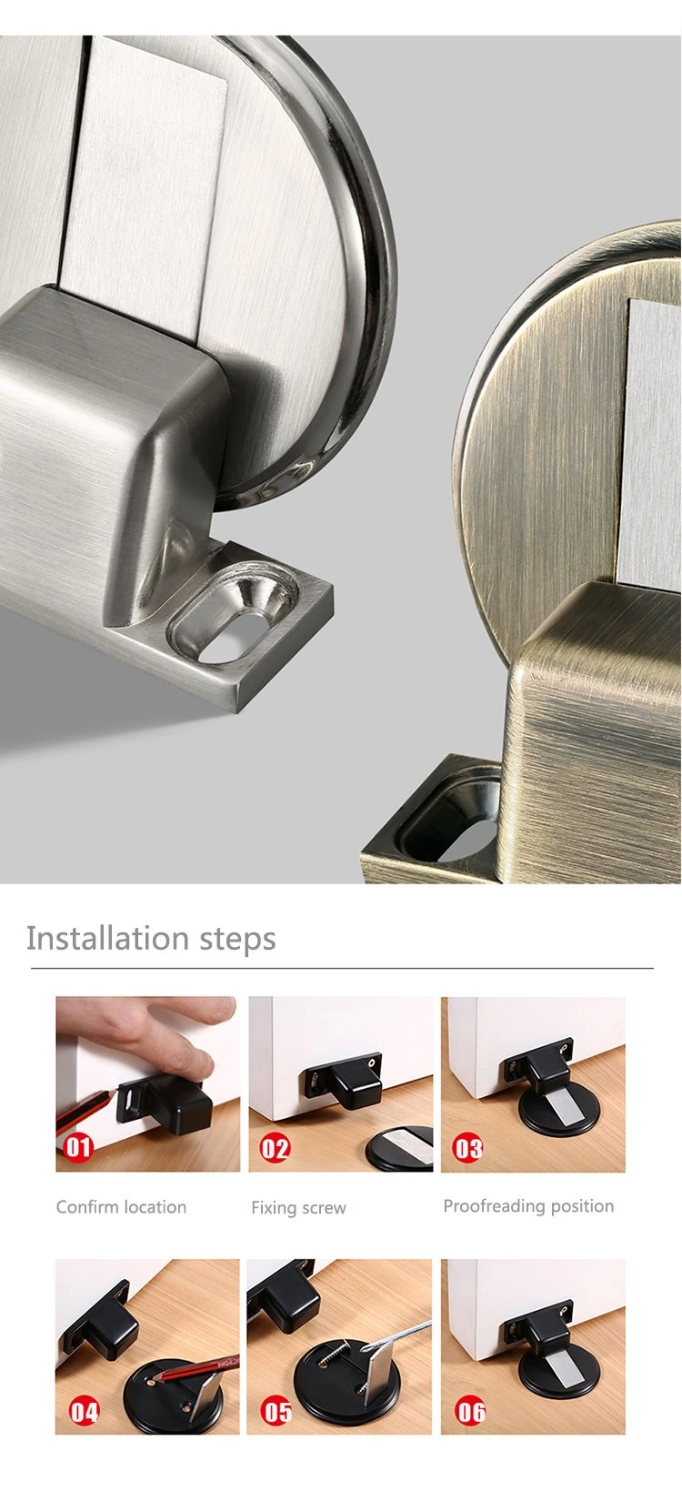 High Quality Zinc Alloy Silent Door Stops Floor Round Mounted Magnetic High Quality Door Stop